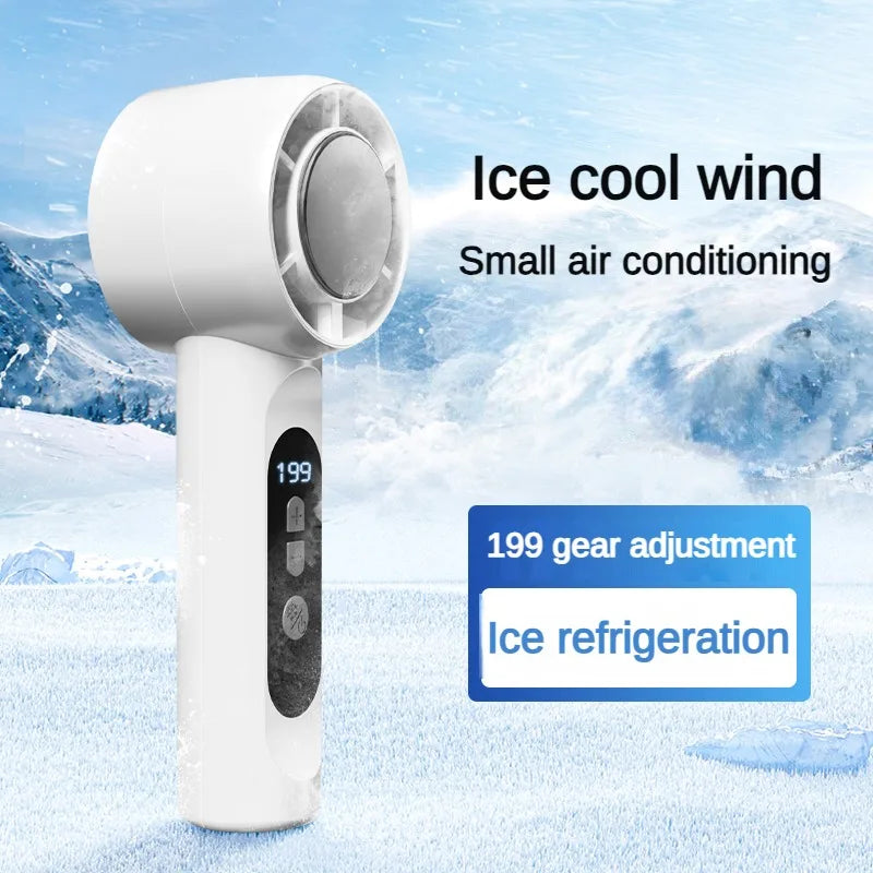 Handheld Portable Fan 199-Speed Desktop Fan USB Rechargeable Cooling Refrigeration Fan LED Display For Home Office Travel ﻿ Beauty World Shop