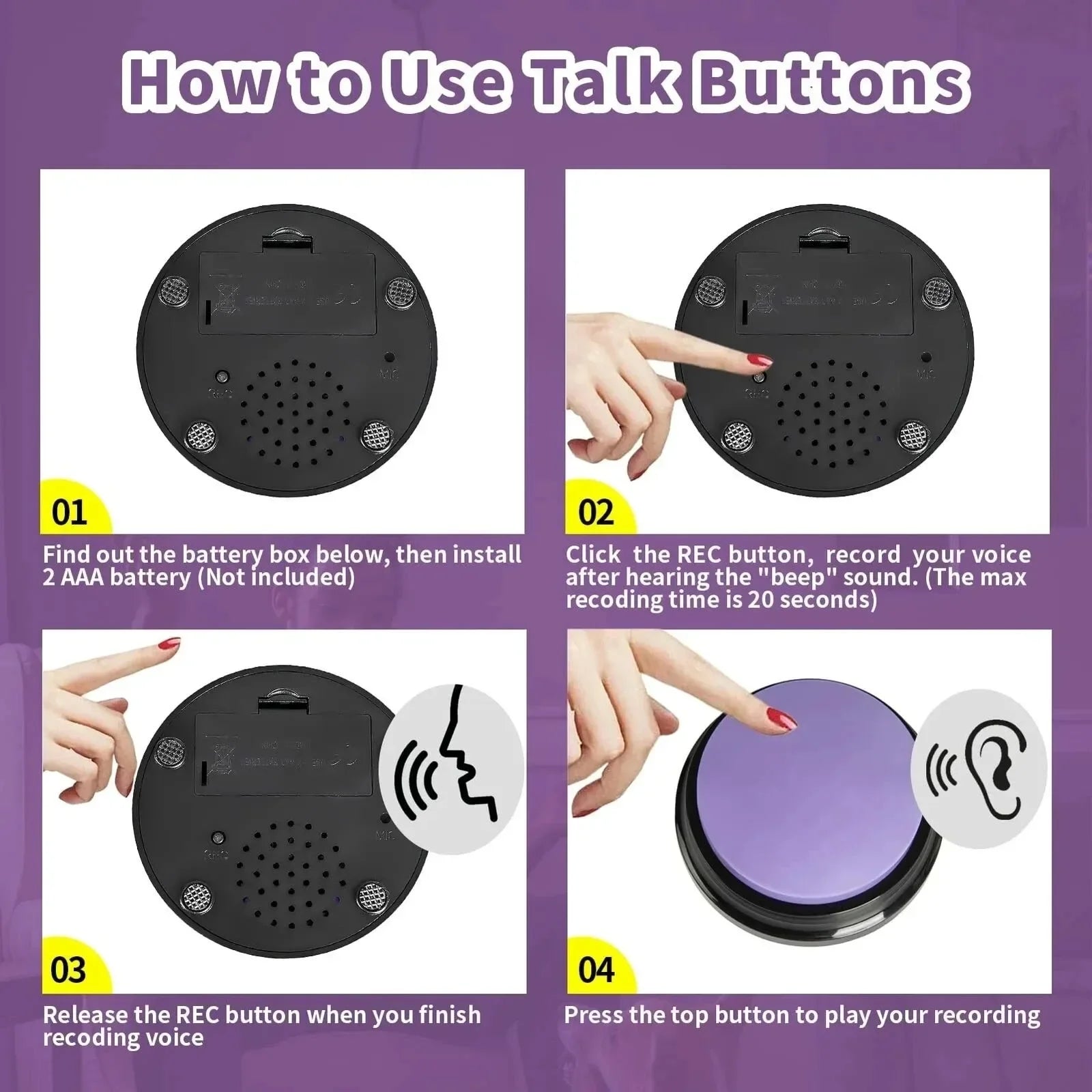 8PCS Dog Communication Buttons Voice Recording Button for Pet Training Buzzer 30 Second Record Playback Funny Gift for Talking Beauty World Shop