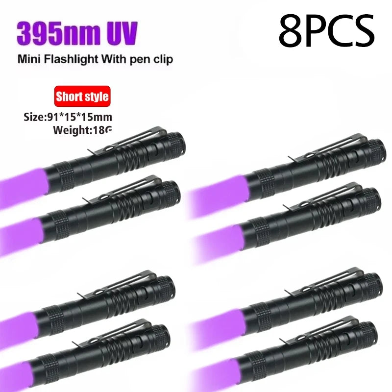 UV Flashlight 395nm Ultraviolet Torch With Pen Clip Portable AAA Batteries Used Violet Light Pet Urine Scorpion Detector UV Lamp Beauty World Shop