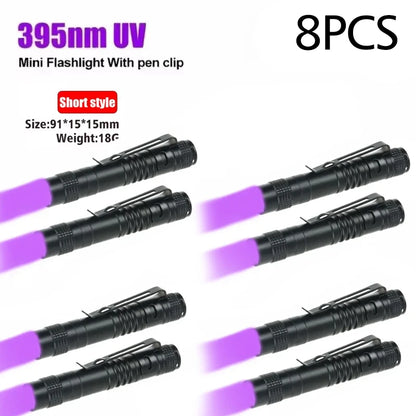 UV Flashlight 395nm Ultraviolet Torch With Pen Clip Portable AAA Batteries Used Violet Light Pet Urine Scorpion Detector UV Lamp Beauty World Shop