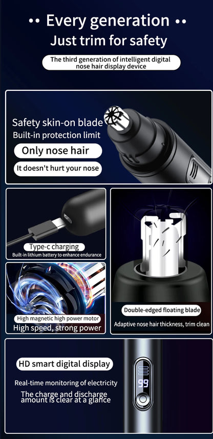 Nose Hair Trimmer Mini Portable Electric Nose Hair Clipper Rechargeable Automatic Shaving Nose Eyebrow Ear Painless Hair Remover Beauty World Shop