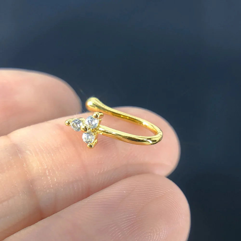 Fake Piercing Clip Nose Ring Cuff Body Jewelry for Women New Trend 1PCS Ear Cuffs Heart Star Flowers Butterfly Clip Rings KAE197 Beauty World Shop
