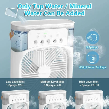 New 3 In 1 Fan AIr Conditioner Household Mini Air Cooler LED Night Light Portable Humidifier Air Adjustment Fan Office Home Fan Beauty World Shop