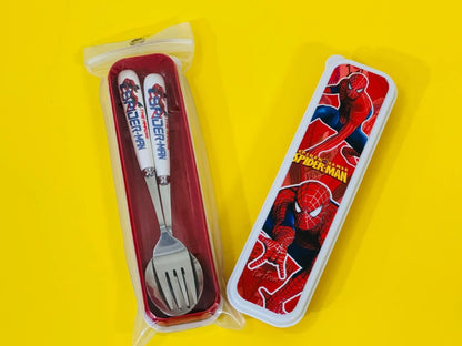 2pcs Superhero Spiderman Cartoon toy Tableware Spoon Cross Fork Soup Spoon Set Dining Lunch Hulk Anime Figures Party kids Toys Beauty World Shop