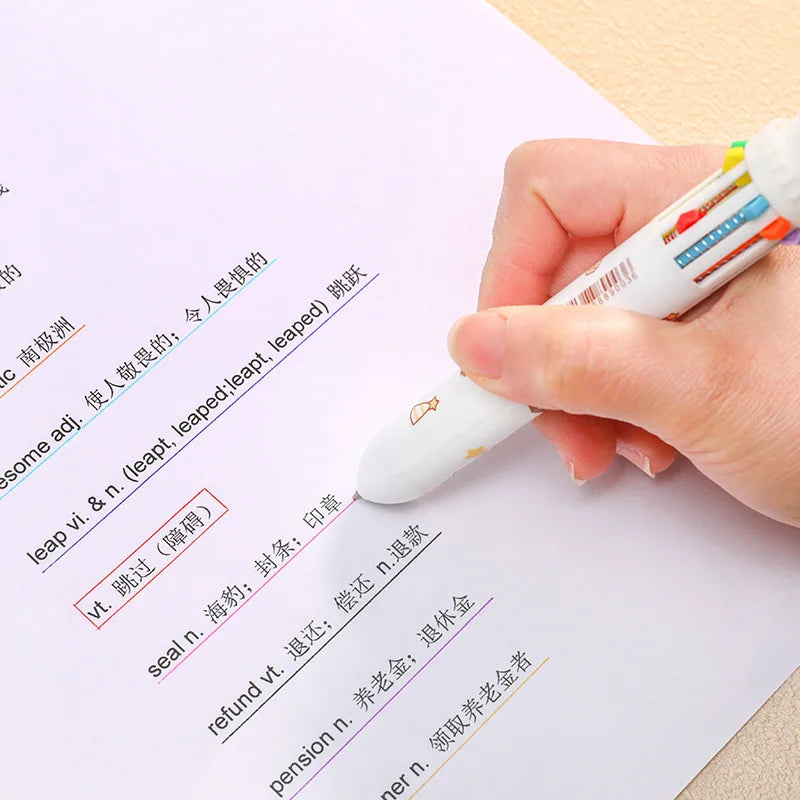 10 Colors Ballpoint Pen Cartoon Bear 0.5mm Colorful Ink Gel Pens Silicone Kawaii Pens School Office Supplies Korean Stationery Beauty World Shop
