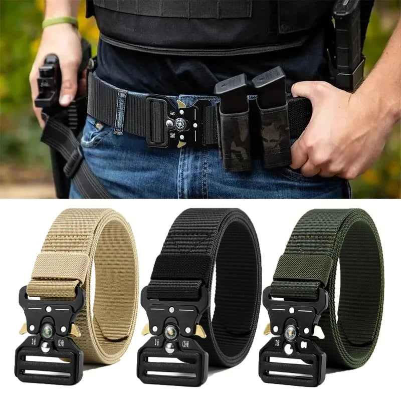 Compass Multi-Function Outdoor Tactical Belt for Men and Women Durable Quick-Dry Canvas Nylon Webbing Hiking Camping Sport Gear Beauty Fashion