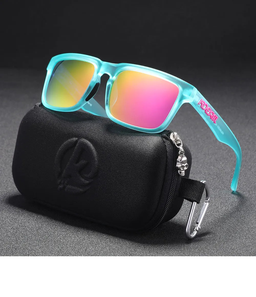 KDEAM Men's Polarized Sunglasses Square Casual Outdoors Sun Glasses Women Unisex Sunglass For Couple With Zipper Case Beauty World Shop