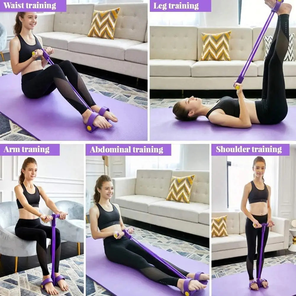 Resistance Band Set 4 Tubes Elastic Pull Rope Pedal Sit-up Resistance Band Expander Tension Rope for Fitness Slimming Training Beauty World Shop
