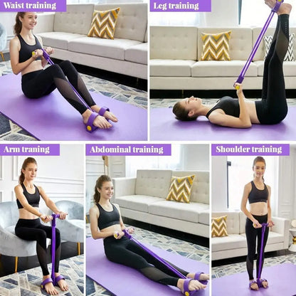 Resistance Band Set 4 Tubes Elastic Pull Rope Pedal Sit-up Resistance Band Expander Tension Rope for Fitness Slimming Training Beauty World Shop