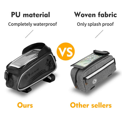 WEST BIKING Bicycle Bag Cycling Top Front Tube Frame Bag Waterproof 6.5 Inches Phone Case Storage Touch Screen MTB Road Bike Bag Beauty World Shop