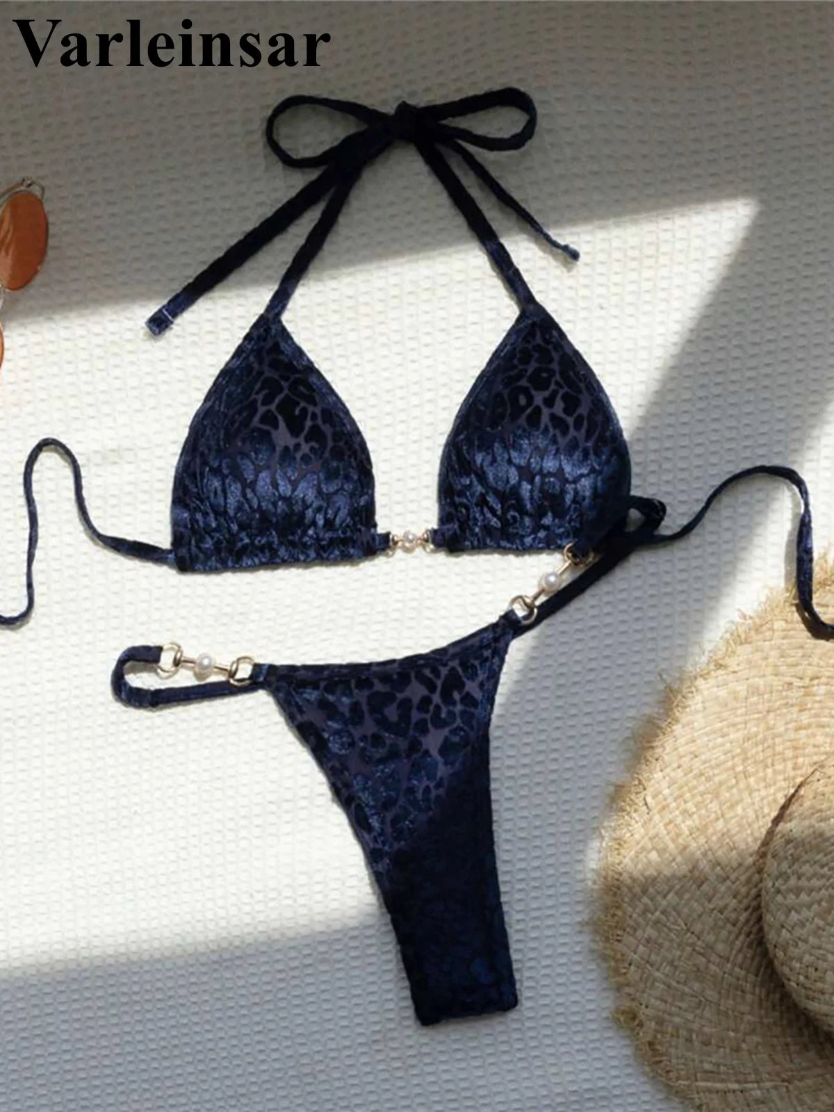 S- XL Leopard Halter Mini Micro Thong Bikini Women Swimwear Female Swimsuit Two-pieces Bikini set Bather Bathing Suit Swim V5207 Beauty World Shop