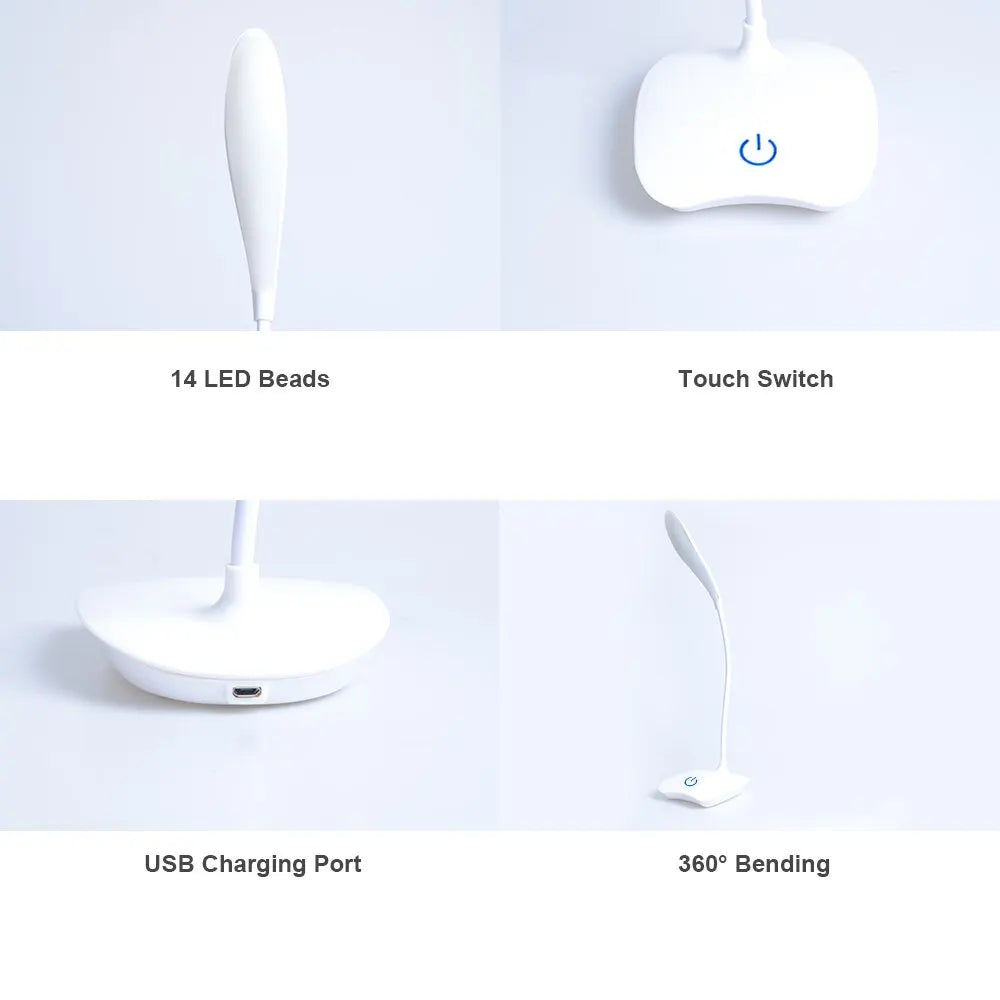 LED Desktop Desk Lamp USB Rechargeable Lighting Eye Protection Room Night Light Bedroom Bedside Student Reading Lamp Beauty World Shop