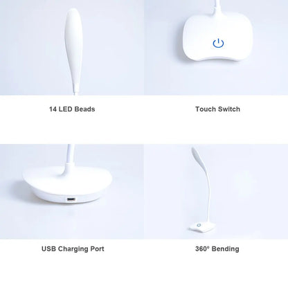 LED Desktop Desk Lamp USB Rechargeable Lighting Eye Protection Room Night Light Bedroom Bedside Student Reading Lamp Beauty World Shop