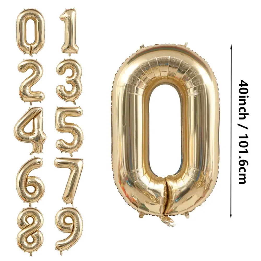 1PCS 40 inch large white gold light gold digital foil balloon for girls' birthdays helium big number0-9 balloon decoration Beauty World Shop