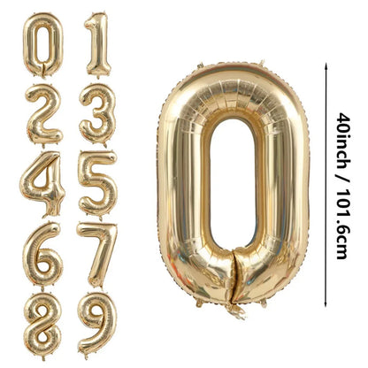 1PCS 40 inch large white gold light gold digital foil balloon for girls' birthdays helium big number0-9 balloon decoration Beauty World Shop