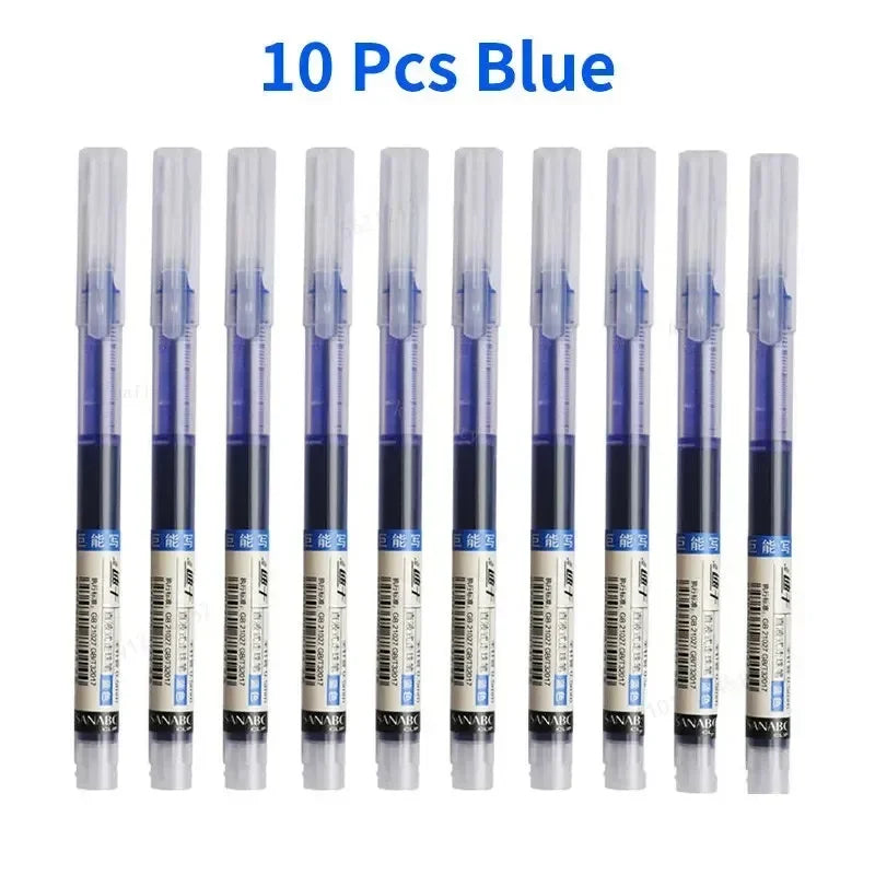 10Pcs High Quality Needle Type Gel Pen Straight Liquid Ballpoint Pens Perfect Kawaii Stationery for School/Office Writing Supply Beauty World Shop