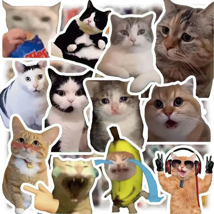 50-100 sheets of cute cartoon cat emoji stickers for luggage, water bottles, notebooks, and journal decoration Beauty World Shop