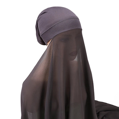 Muslim Women Bonnet + Chiffon Shawl Instant Under scarf Cap Islam Inner Scarf Headband Stretch Hijab Cover Headwrap Turbante Beauty World Shop