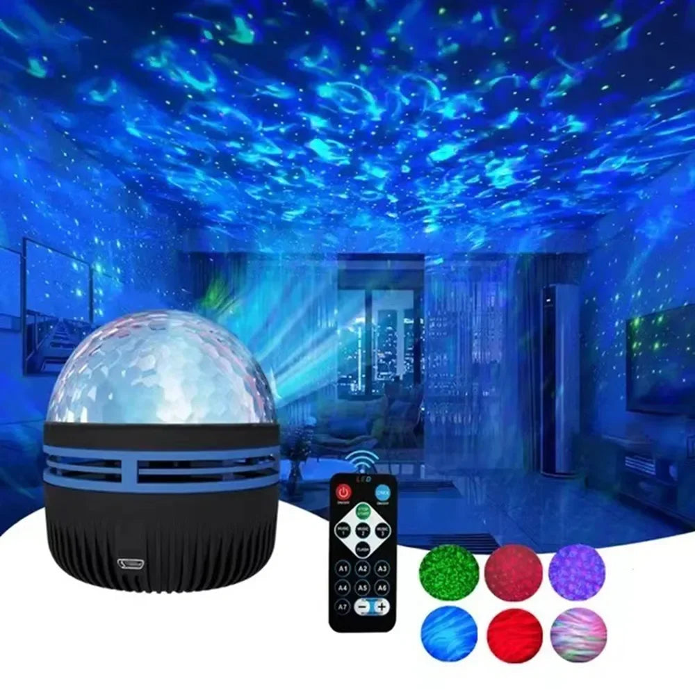 LED Starry Night Sky Projector Aurora USB Remote Control RGB Galaxy Light 7 Modes for Home Bedroom Game Room Party Decoration Beauty World Shop