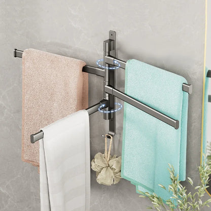 Bathroom Towel Rack Rotatable Towel Holder Space Aluminum 2/3/4/5-Bar Towel Hanger Kitchen Shelf Paper Hanging Wall Mounted Beauty World Shop