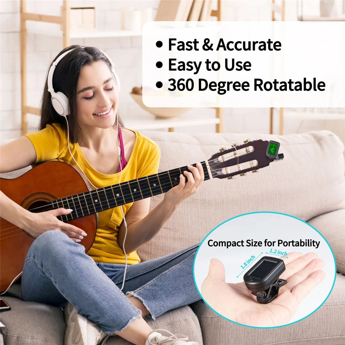 Guitar Tuner For All Instruments Clip on Electronic Tuner for Guitar Bass Ukulele Violin Mandolin Banjo Beauty World Shop