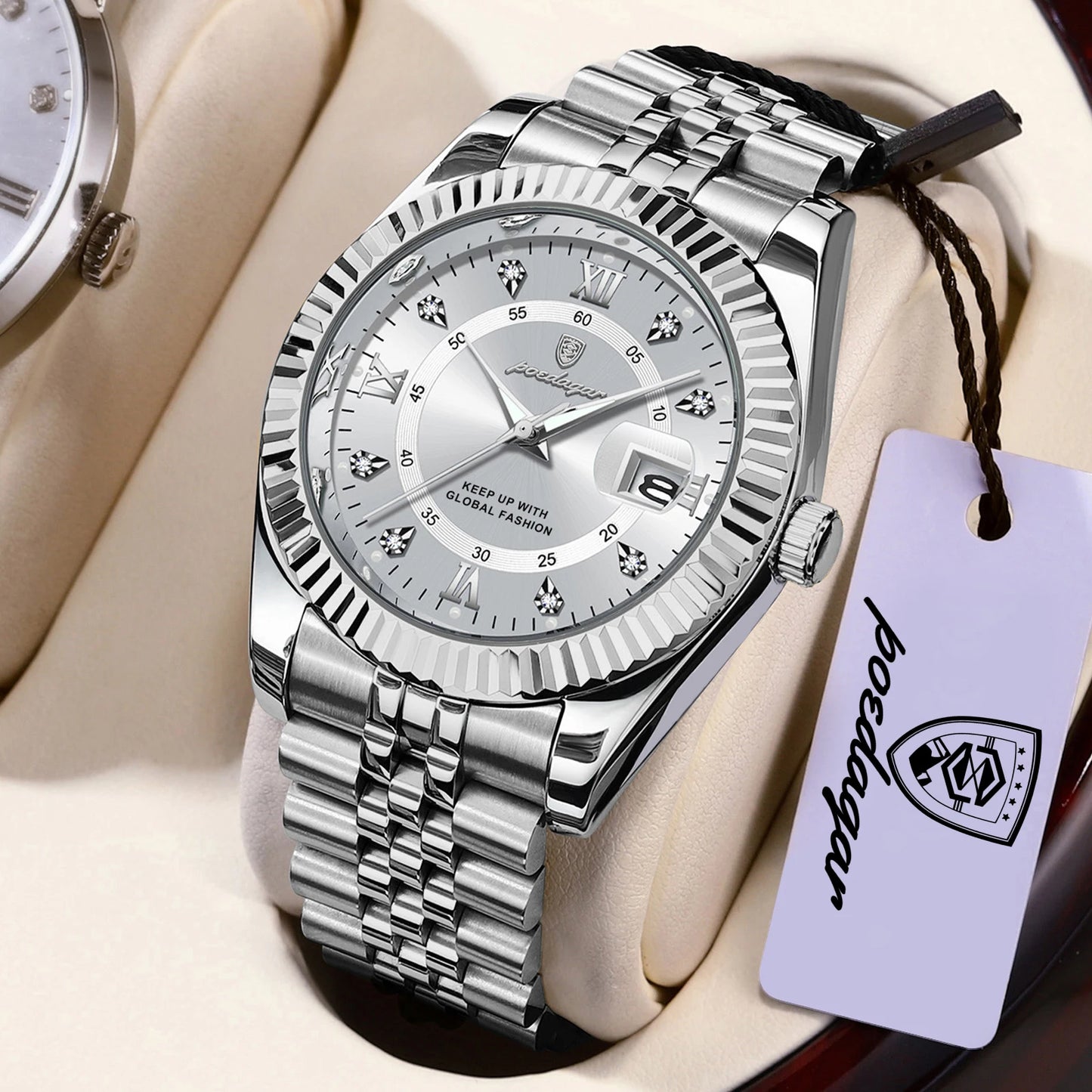 POEDAGAR Original Men Wristwatch Waterproof Luminous Date Business Man Clock Stainless Steel Quartz Military Men's Watches Reloj Beauty World Shop