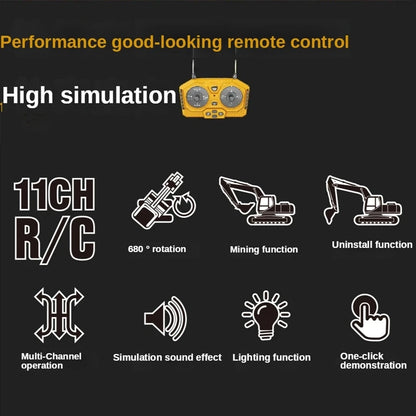 4WD Remote Control Excavator 4x4 Alloy Dump Truck Bulldozer Radio Model RC Car Construction Vehicle Toy Children Kids Gifts Beauty World Shop