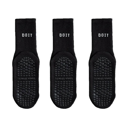 3 Pairs Cotton Yoga Socks For Women Solid Color Professional Non-slip Pilates Dance Gym Sports Breathable Fitness Floor Socks Beauty World Shop