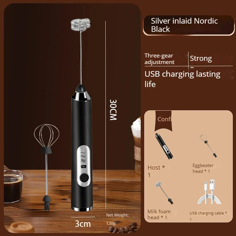 Handheld Double Stick Wireless Whisk Custard Foamer Mini Portable Blender Coffee Milk Three Speed Control Egg White Whipped USB Beauty World Shop