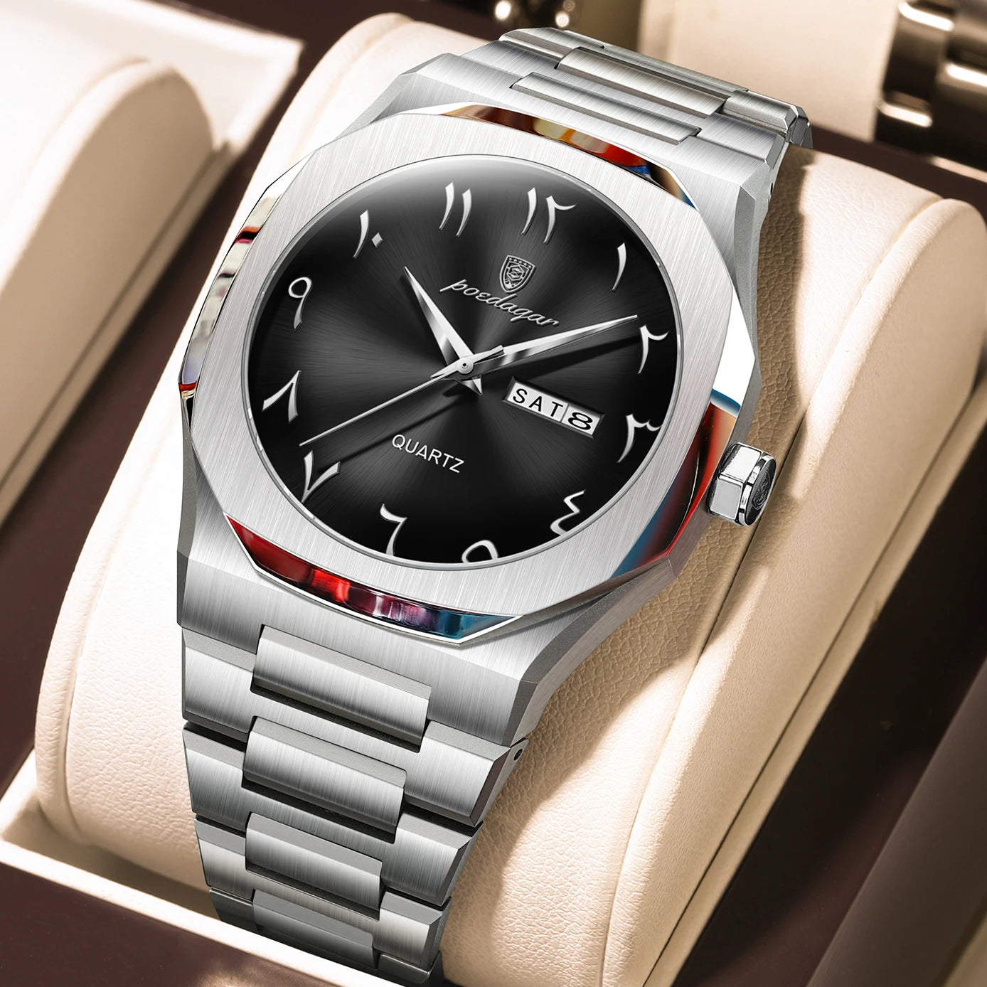 POEDAGAR Original Luxury Men's Watch Waterproof Week Date Fashion Men Wristwatch Quartz Stainless Steel Man Watches Reloj Hombre Beauty World Shop