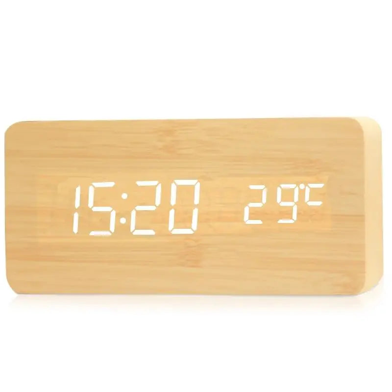 Wooden Digital Alarm Clock, LED Alarm Clock with Temperature Desk Clocks for Office,Bedside Clock Beauty World Shop