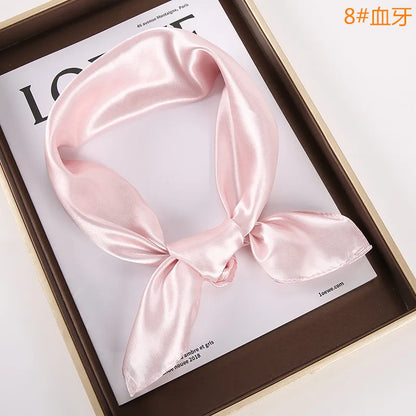 New Solid 60x60cm Square Scarf Single Imitation Silk Bright Light And Satin Performance Scarves Party Gift Beauty World Shop