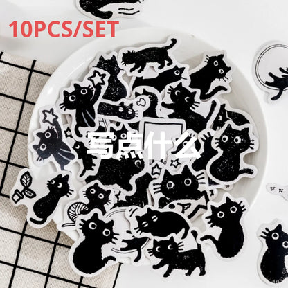 45Stickers / Box Kitten Notebook Boxed Stickers Cartoon Cute Decorative Photo Album Diy Stickers Growth Manual Beauty World Shop