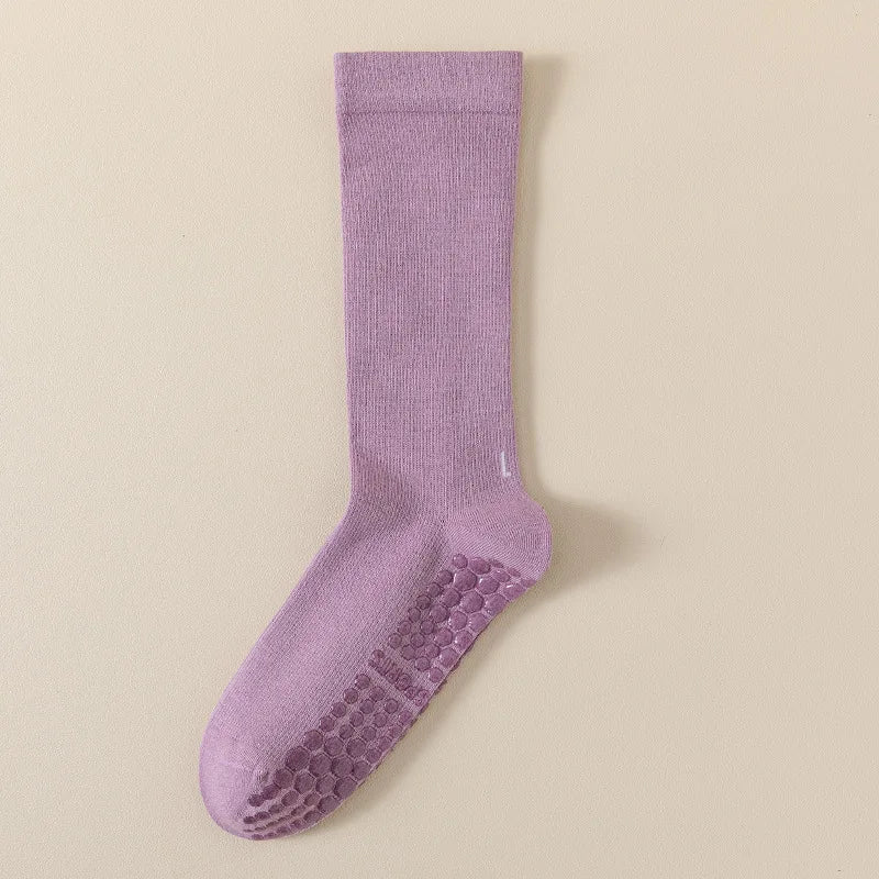 Professional Yoga Socks Women Silicone Non-slip Solid Color Pilates Socks Cotton Breathable Floor Gym Fitness Dance Sports Socks Beauty World Shop
