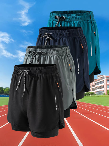 Summer Men Running Shorts Fitness Gym Training 2 in 1 Sports Shorts Quick Dry WorkoutJogging Double Deck Shorts Beauty World Shop