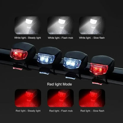 Bike Light Set Silicone Waterproof Bicycle Head Front Lamp and Taillight Flashlight for Bike Warning Lights Beauty World Shop