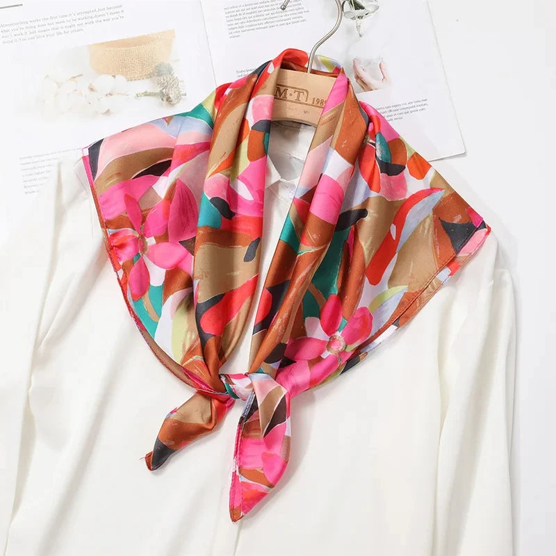 2025 New Fashion Luxury Printed Square Shawl Women 70x70cm Pashmina Silk Scarf Neck Headband Bandana Beauty World Shop