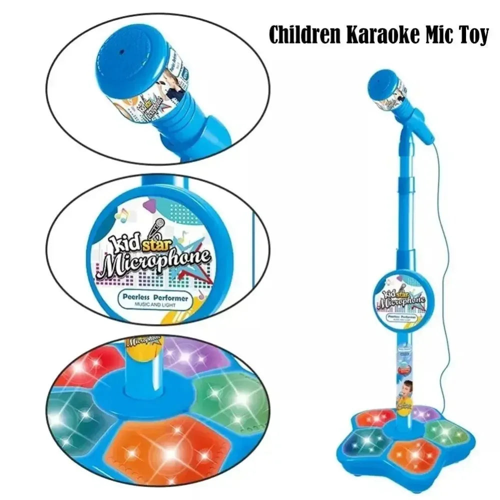 Kids Rocking-Roll Microphone with Stand Karaoke Song Music Instrument Toys Brain-Training Educational Toy Birthday Gift Girl Boy Beauty Fashion