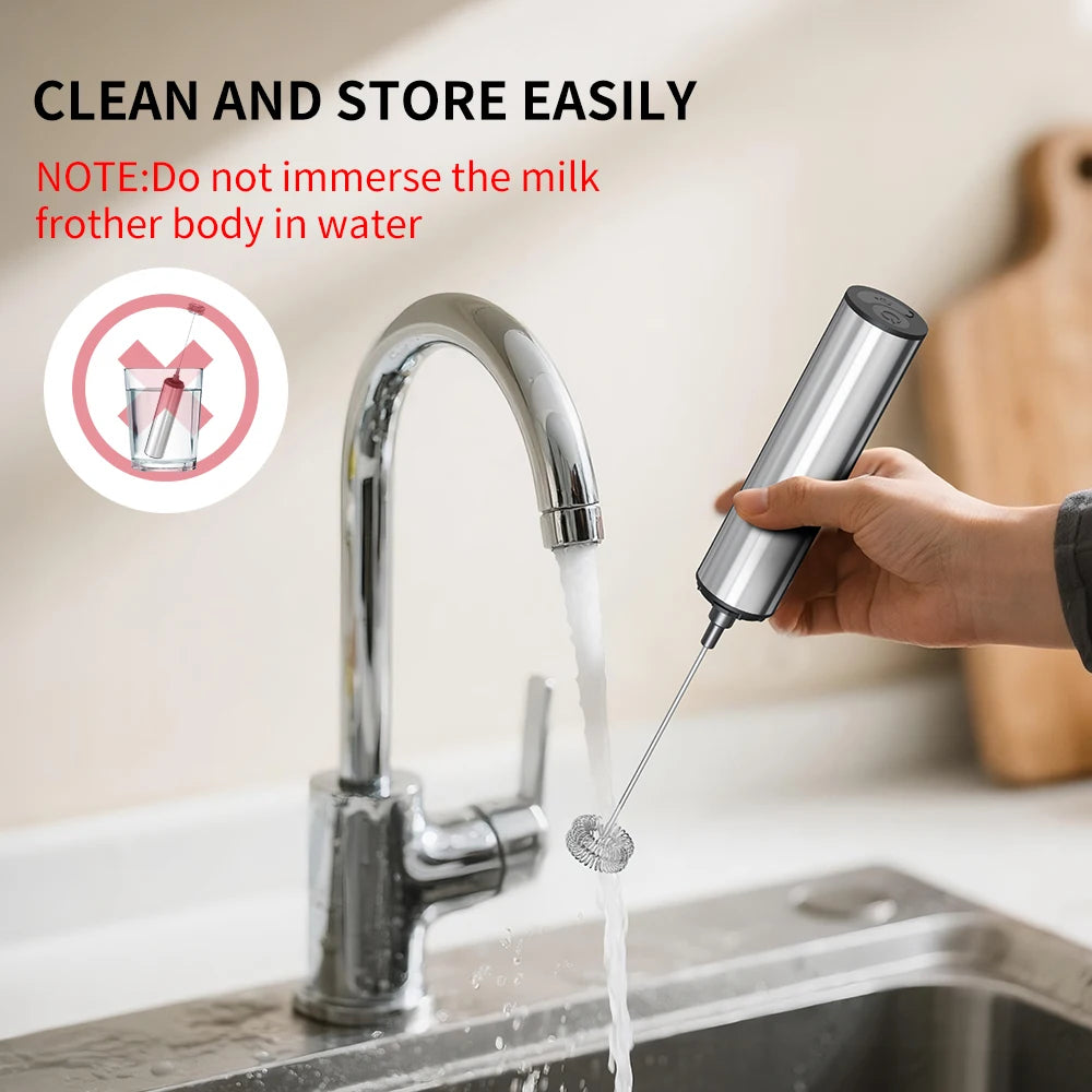 Kitchen Powerful Stirrer Milk Frother Handheld Foam Maker for Lattes Whisk Drink Mixer Coffee Electric Rechargable Egg Beater Beauty World Shop