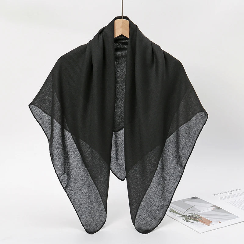 90*90cm Thin Soft Square Scarves for Women Simplicity Solid Color Cotton Linen Headscarf Muslim Female's Hijabs Bag Accessories Beauty World Shop