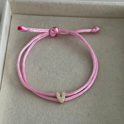 Vlen Initial Letter Cord Bracelet Micro Pave Zircon Alphabet Letter Personalized Friendship Rope Bracelets Women Jewelry Gift Beauty World Shop