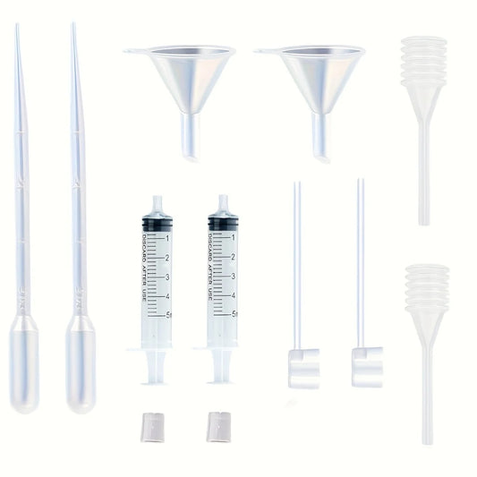 12-piece perfume dispenser set - 2 syringes, 2 pipettes, 2 perfume separators, 2 converters, 2 funnels, 2 spring-loaded pipettes Beauty World Shop