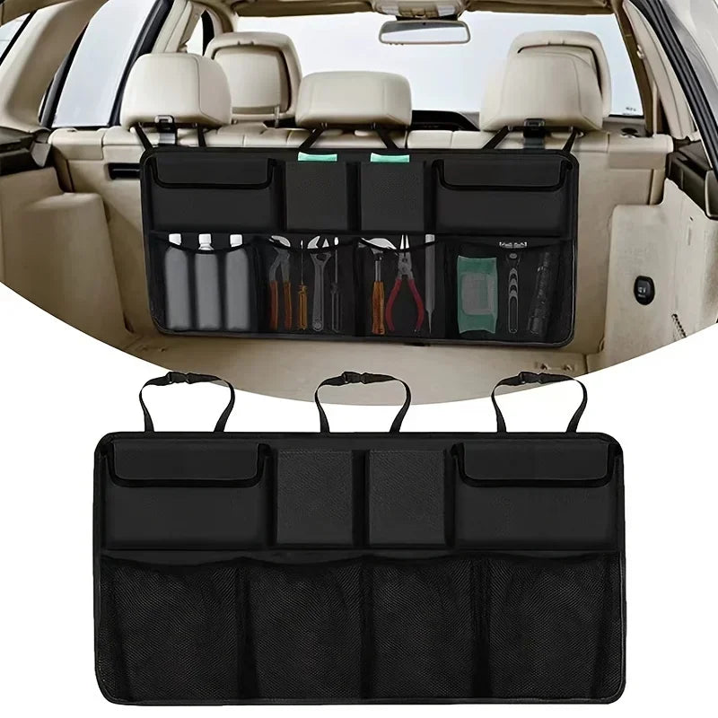 Car Trunk Organizer Adjustable Backseat Storage Bag Net High Capacity Multi-use Oxford Automobile Seat Back Organizers Universal Beauty World Shop