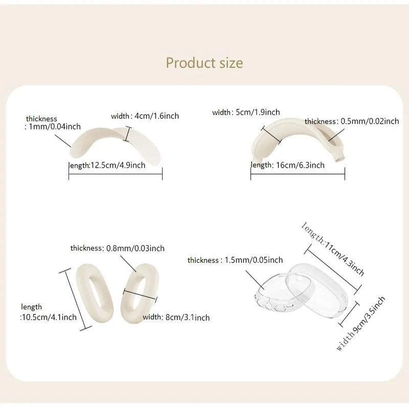 Headphones Ear Pads Scratch Resistant Hearing Aid Case Transparent TPU Three Piece Set for Airpods Max Case Accessories EJBHT07