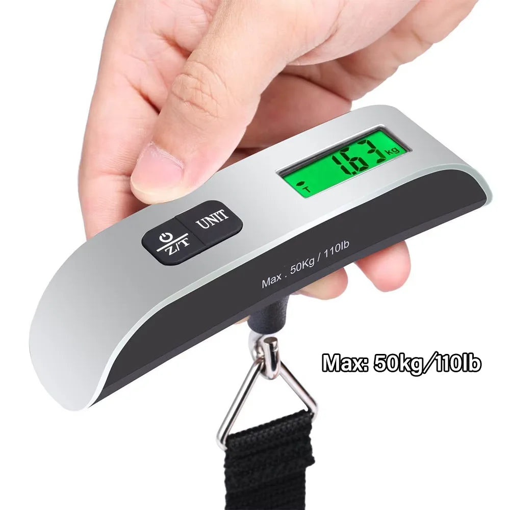 50kg Portable Hanging Scale Electronic Hand Luggage Scale Digital Display Suitcase 110lb Travel Baggage Bag Weighing Tools Beauty World Shop