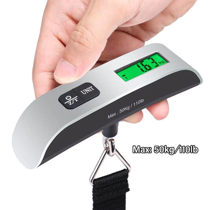 50kg Portable Hanging Scale Electronic Hand Luggage Scale Digital Display Suitcase 110lb Travel Baggage Bag Weighing Tools Beauty World Shop