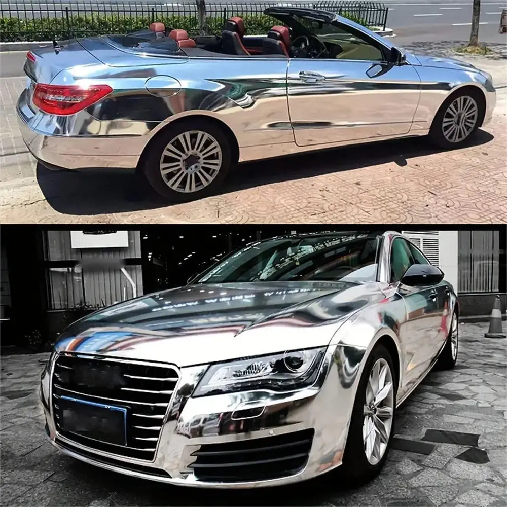 Car Stickers Glossy Silver Chrome Mirror Vinyl Films Air Release for Vehicle Motorcycle Bicycle Beauty World Shop
