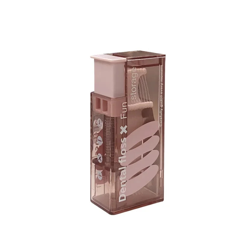 Portable Floss Dispenser Includes 10Pcs Floss Automatic Ejectable Floss Organiser Oral Care Press-on Disposable Flossing Sticks Beauty Fashion