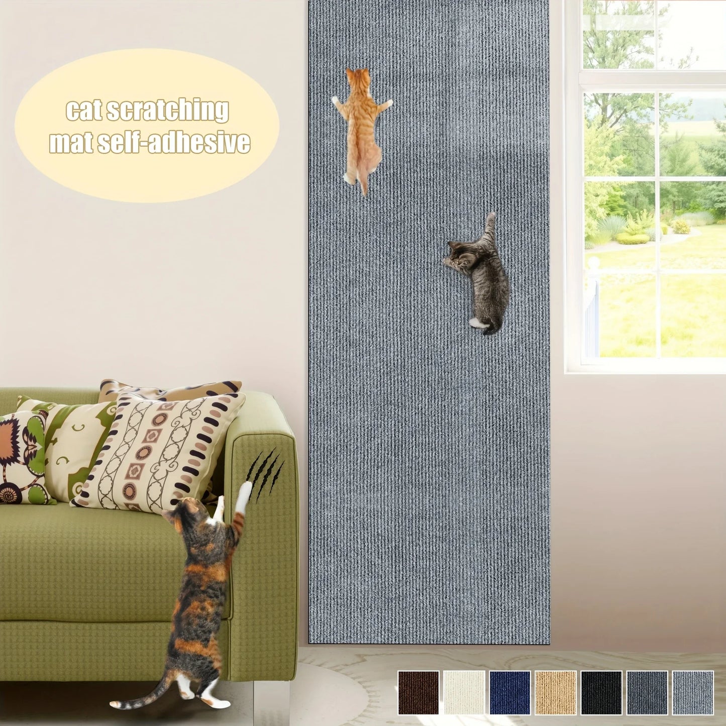 Trimmable Cat Scratch Mat Self-Adhesive Cats Scratch Carpet Anti Cat Scratcher Furniture Couch Corner Indoor Sofa Wall Protector Beauty World Shop
