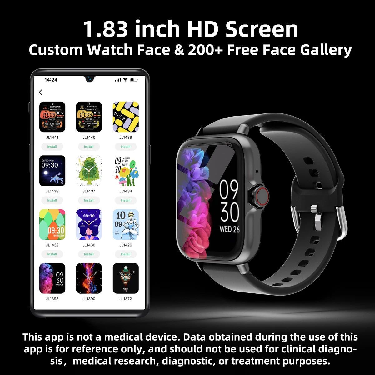 1.83'' Waterproof Smart Watch with Message Answer Call Sleep Monitoring Sports Pedometer Information Alerts For iPhone Android Beauty World Shop